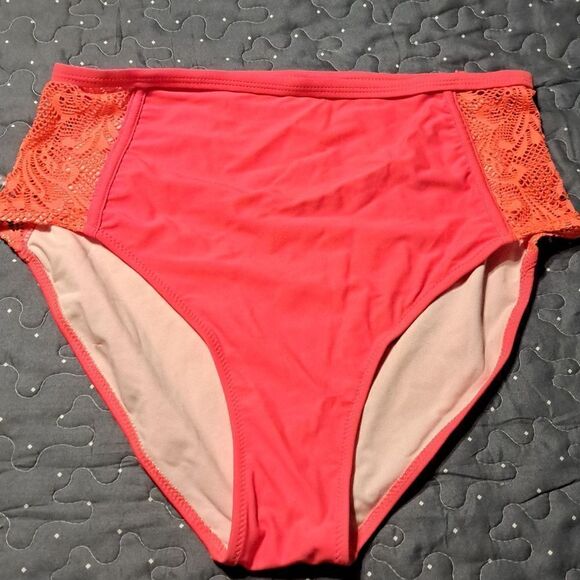 Pink high waist swim bottoms size XL - Picture 1 of 3
